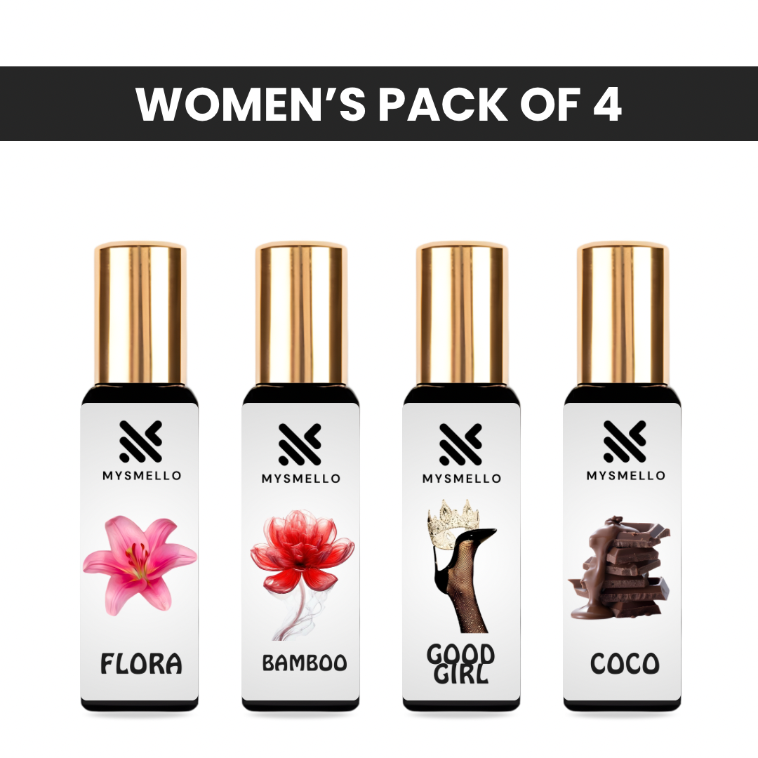 Pack of 4 for women: Gucci flora, CH good girl, Channel coco, Gucci Bamboo