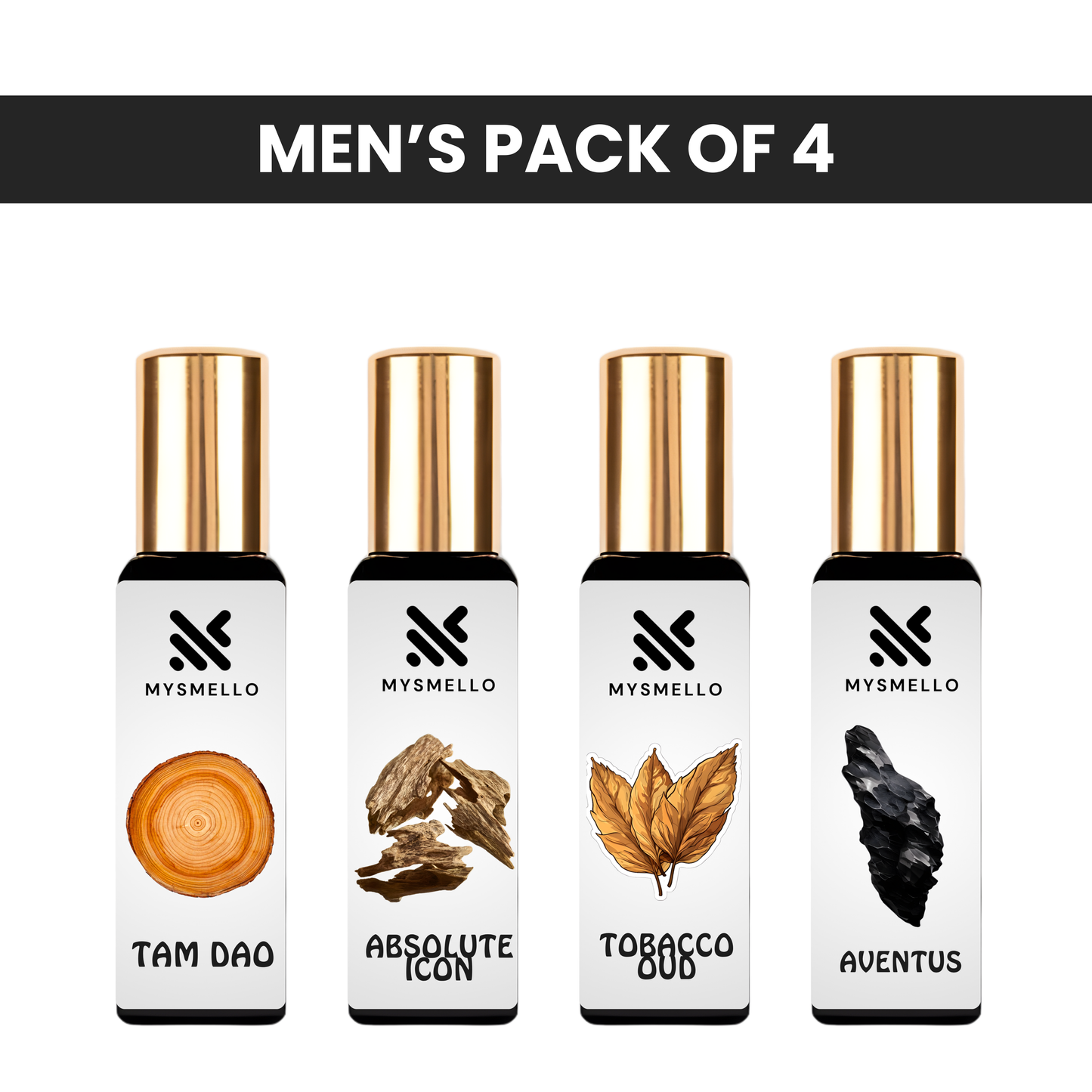 Pack of 4 for men: Diptyque tam dao, Dunhill absolute icon, Tomford oud wood, Creed aventus