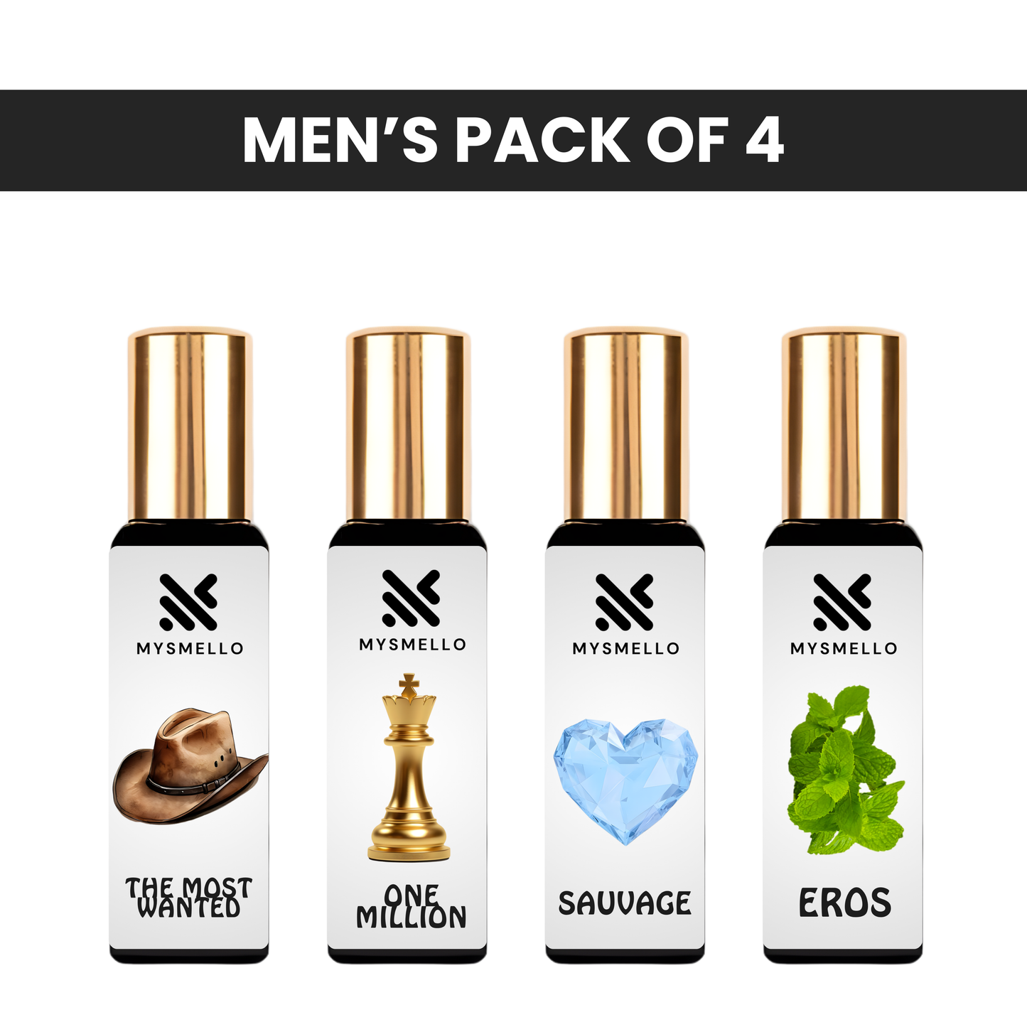 Pack of 4 for men: Azaro the most wanted, PR one million, Diore suvage, Versace eros