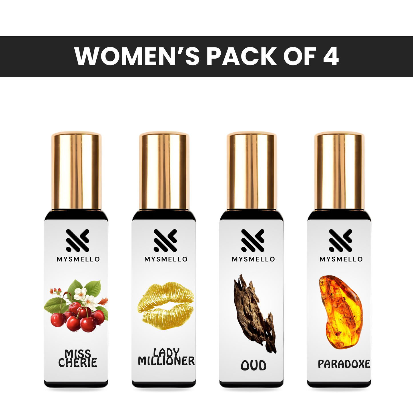 Pack of 4 for women: Miss Diore cherie, PR lady millioner, Gucci oud, Prada paradox