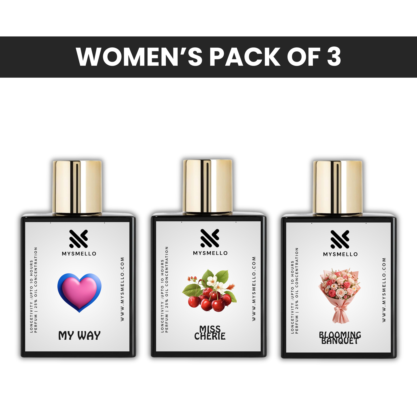 Pack of 3: Armani my way, Miss Diore cherrie, Miss Diore blooming bouquet