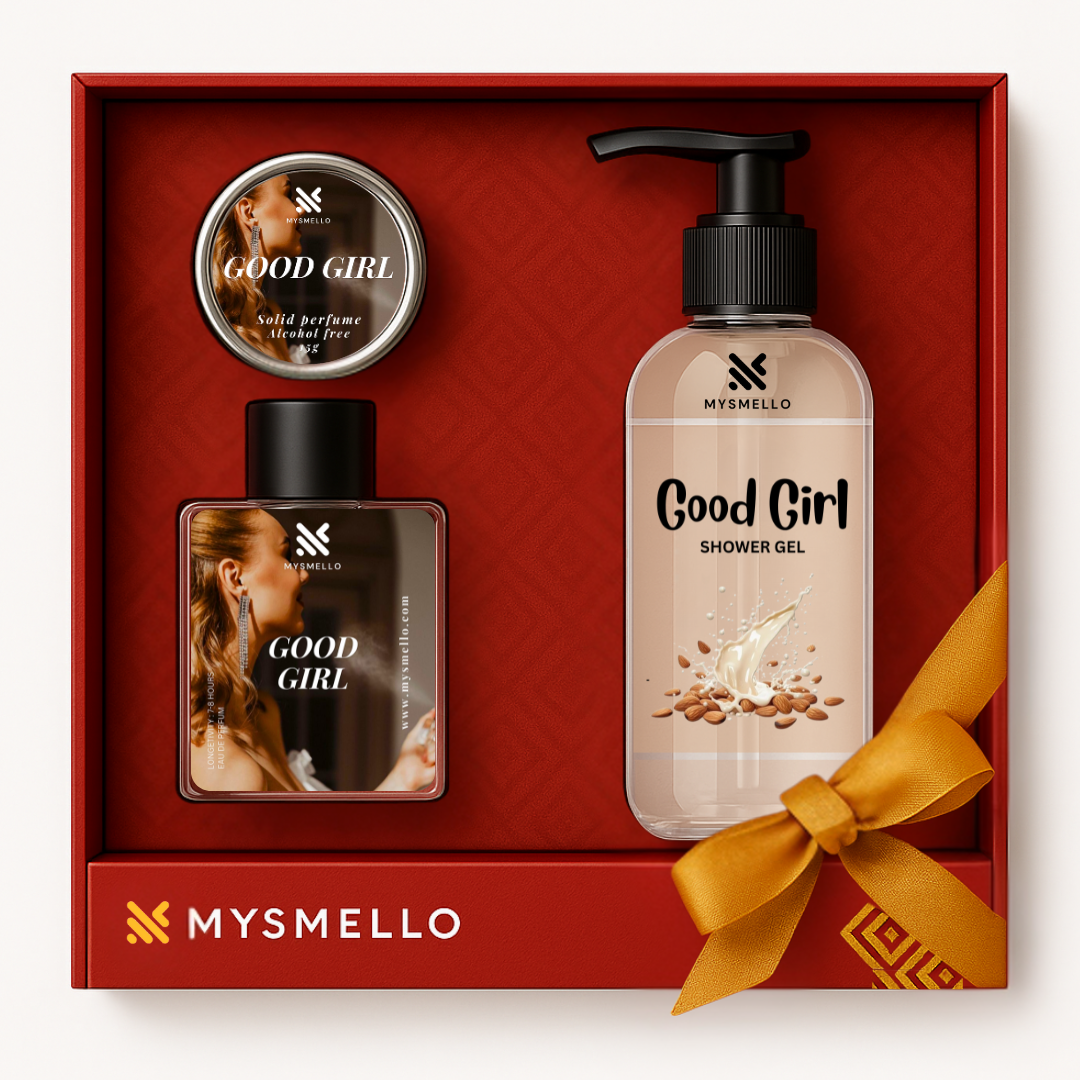 Gift Set of Mysmello Good Girl : Perfume, Solid Perfume & Showergel