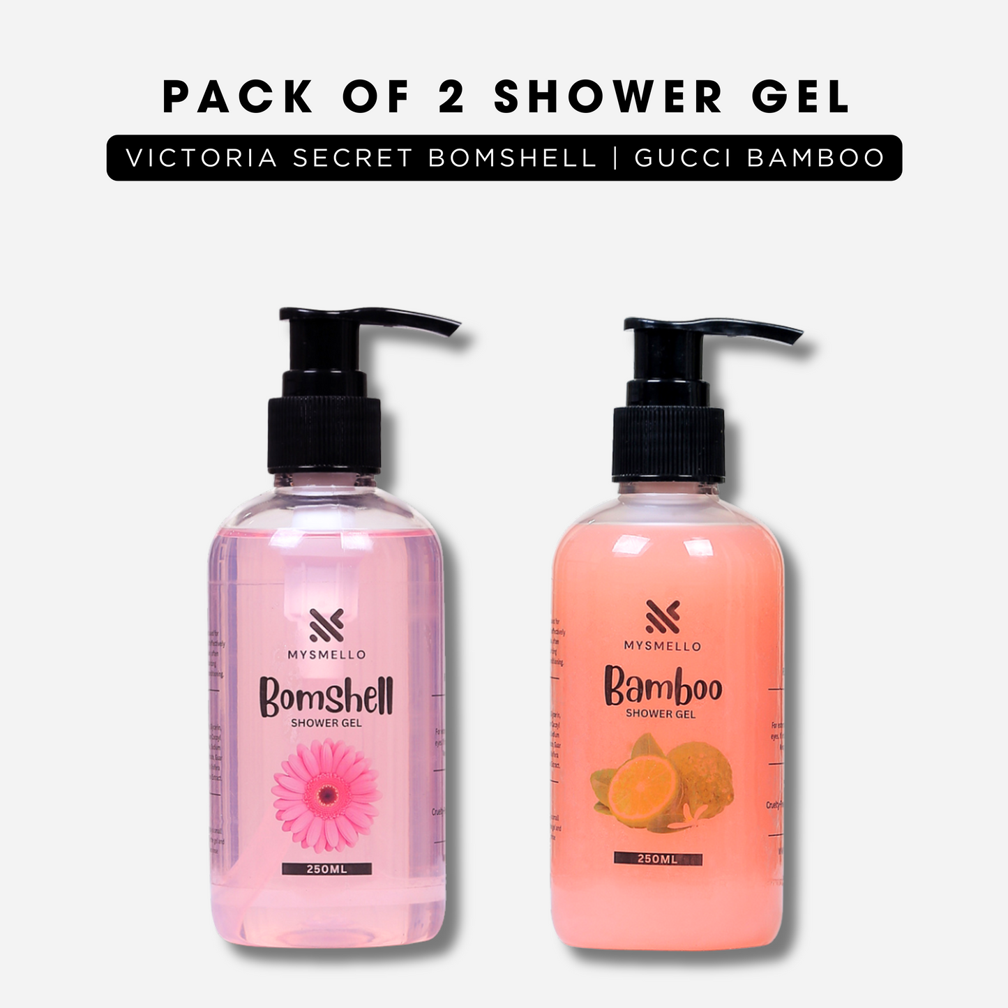 Pack of 2 Shower gel Victoria secret bomshell, Gucci bamboo