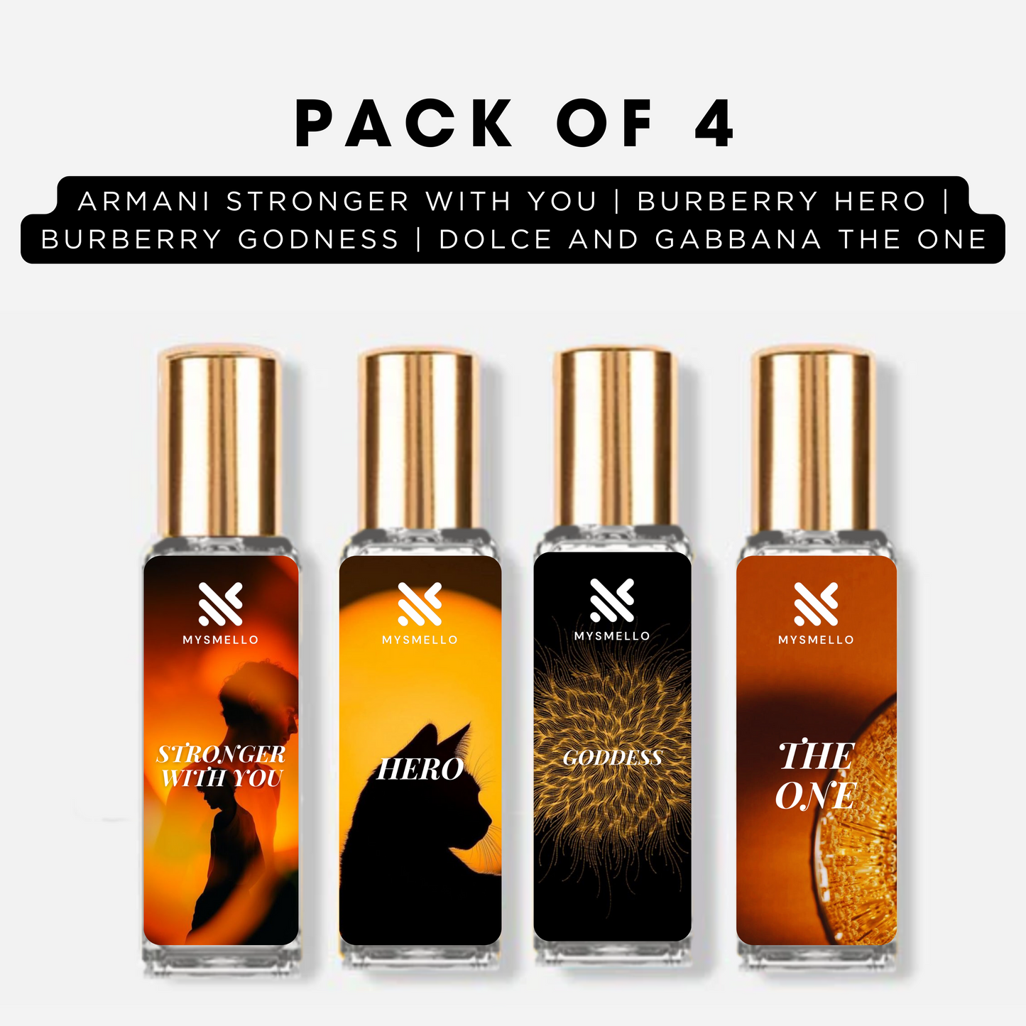 Pack of 4 - Armani with you, Burberry hero, Burberry godness, Dolce and gabbana the one