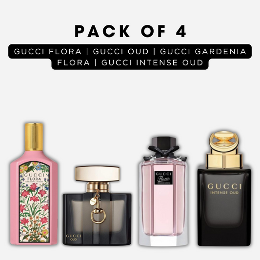Pack of 4 - Gucci flora, Gucci oud, Gucci gardenia flora, Gucci intense oud
