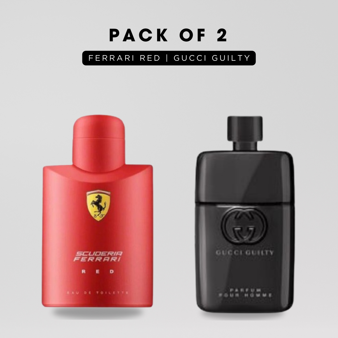 Pack of 2: Ferrari red, Gucci guilty