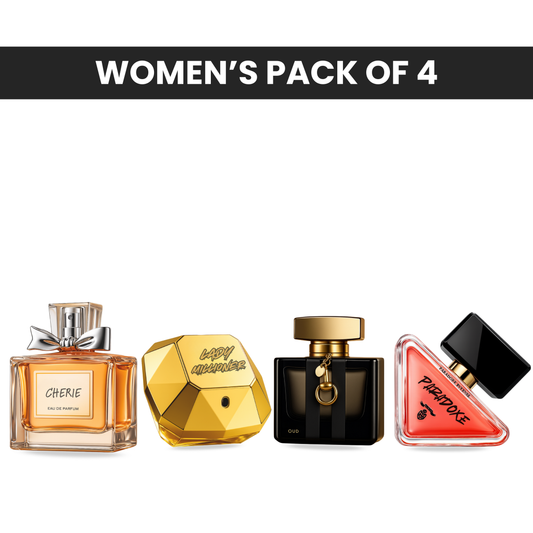 Pack of 4 for women: Miss Diore cherie, PR lady millioner, Gucci oud, Prada paradox