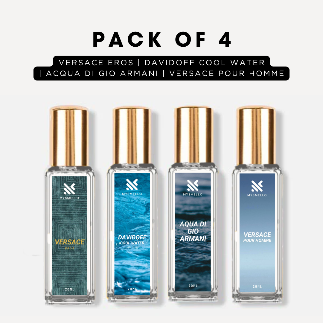 Pack of 4 for men: Vesace eros, Davidoff cool water, Acqua di gio aramni, Versace pour homme