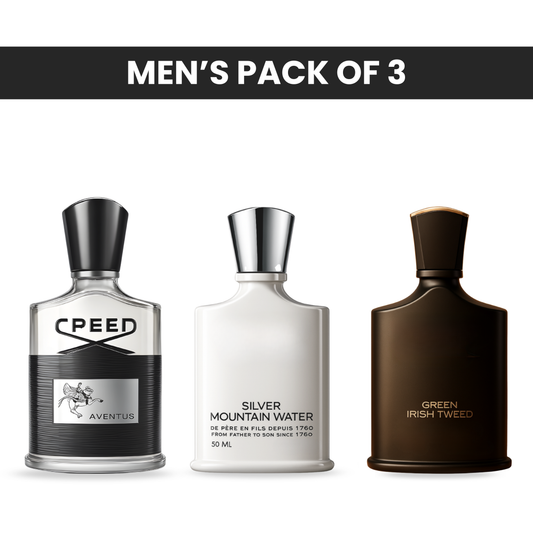 Creed pack of 3: Creed aventus, Creed silver mountain water, Creed green irish tweed