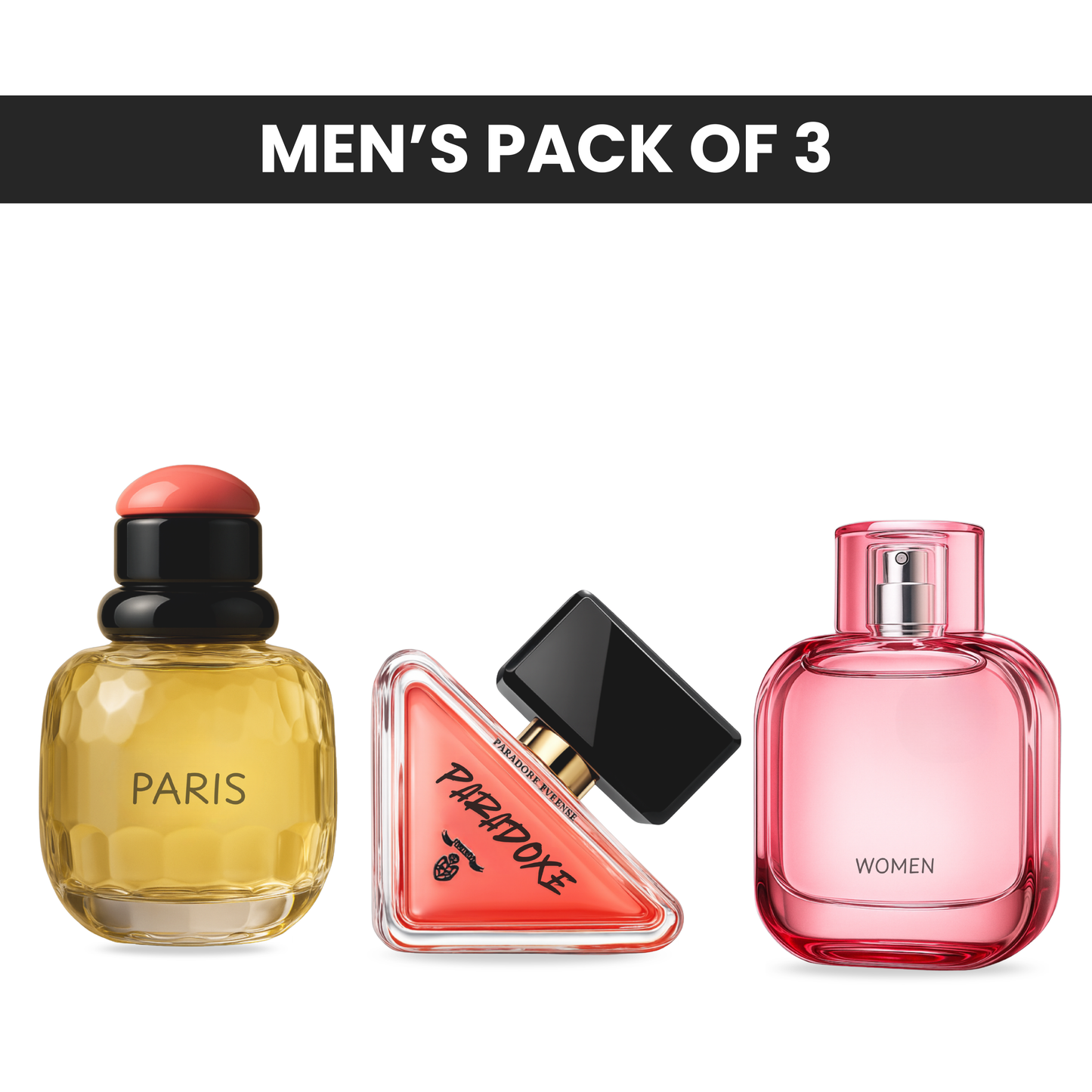 Pack of 3: YSL paris, Prada paradox, Lacoste women