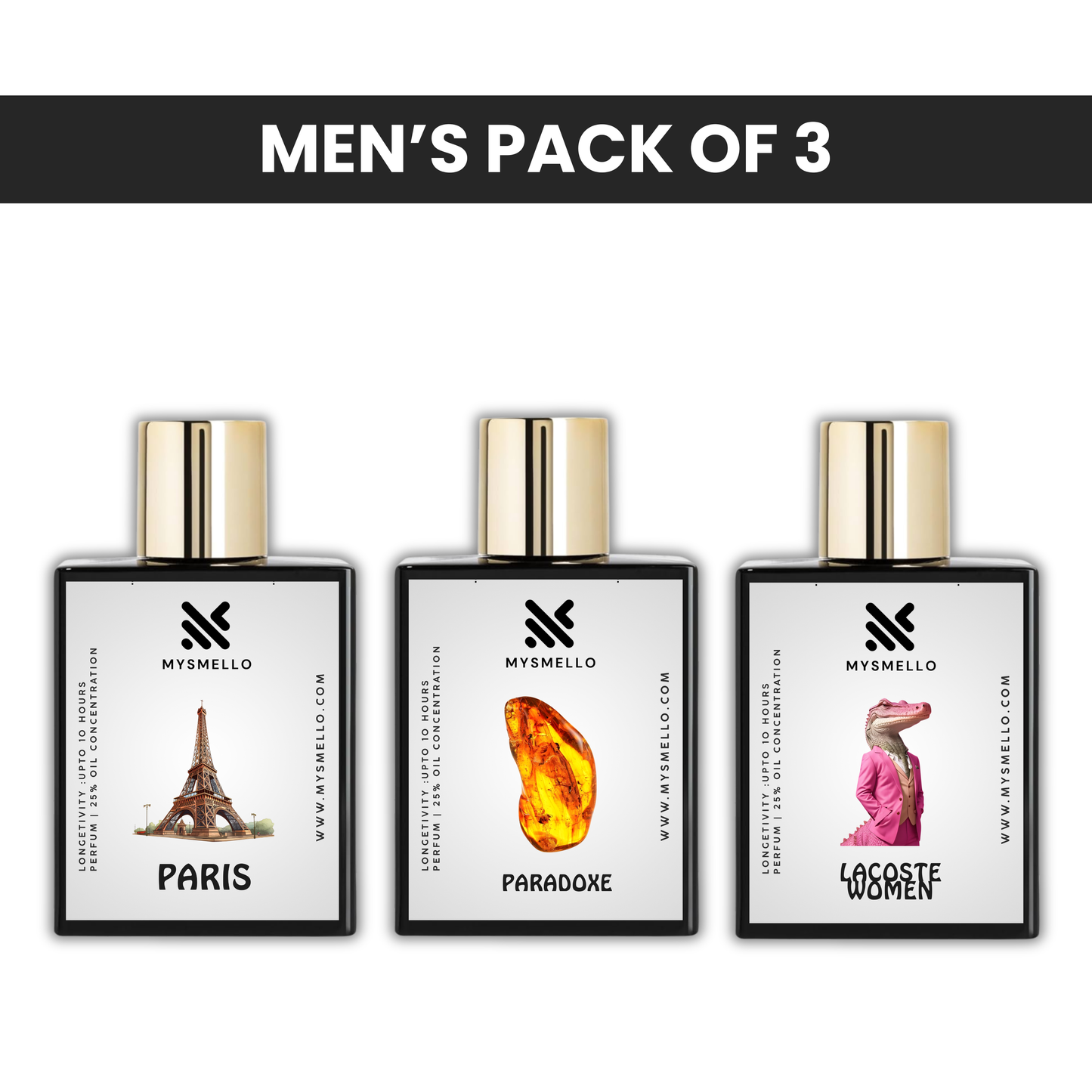 Pack of 3: YSL paris, Prada paradox, Lacoste women