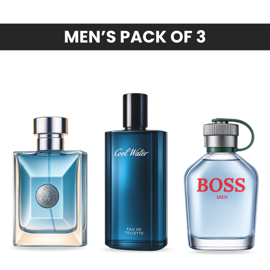 Pack of 3: Versace pour homme, Davidoff cool water, Hugo boss men