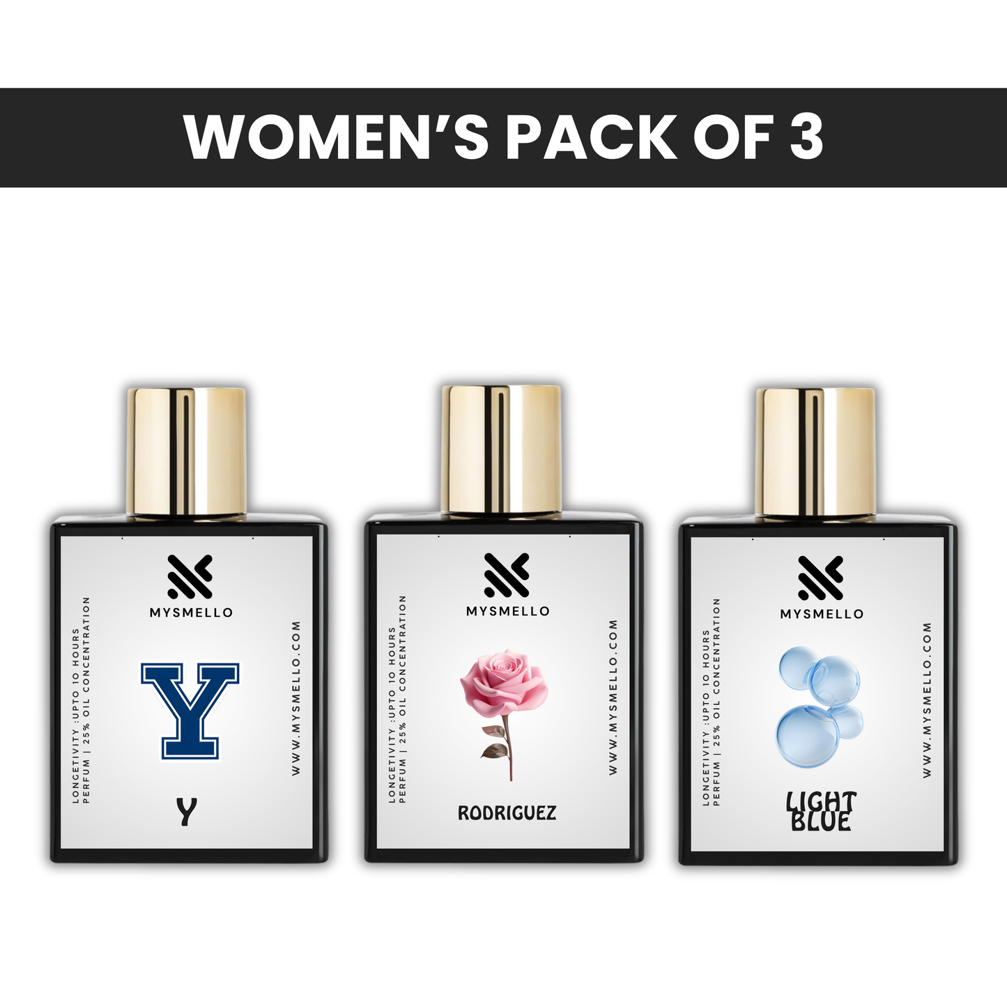 Pack of 3: YSL Y, Narciso rodriguez, D&G light blue