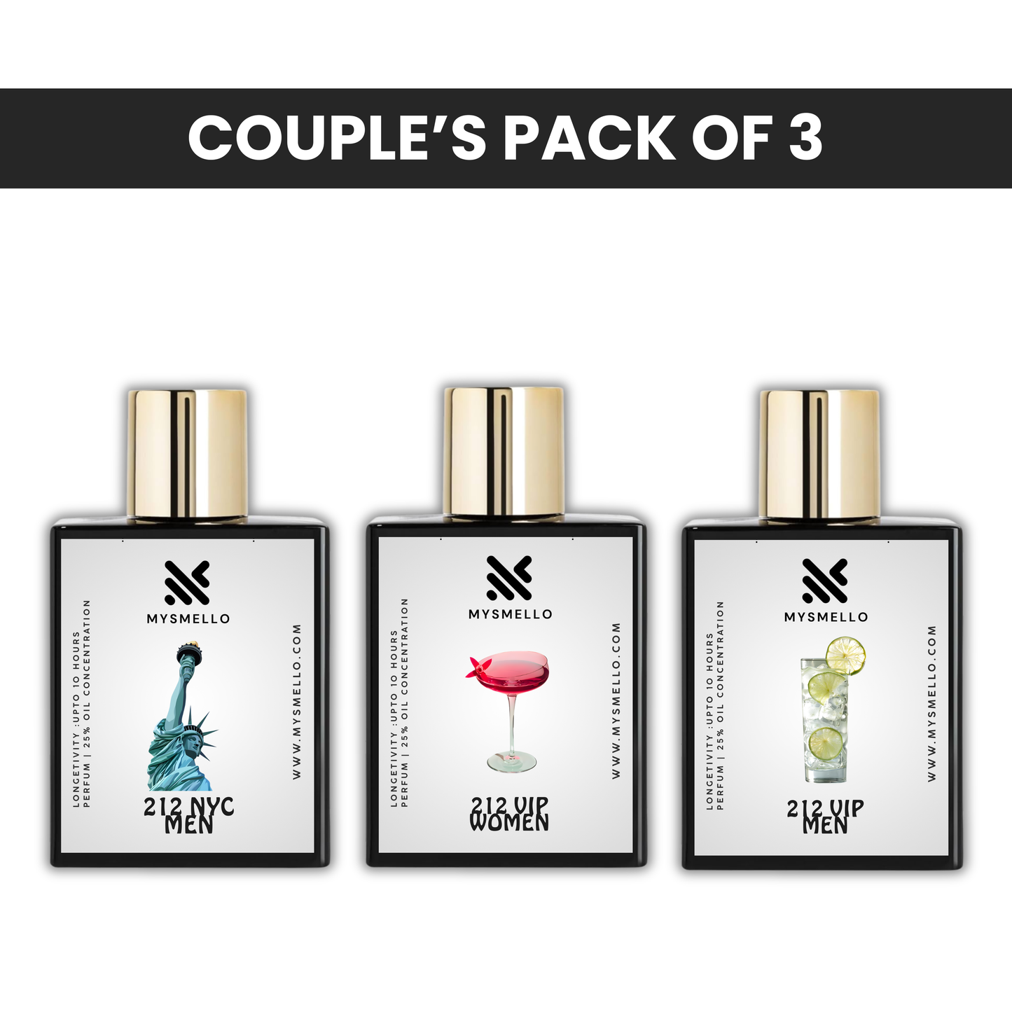 Pack of 3: CH 212, CH 212 vip women, CH 212 vip men