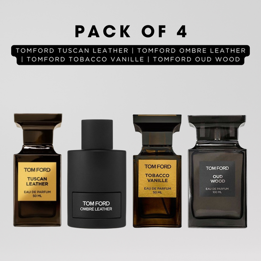 Pack of 4 for men: TF Tuscan leather, TF ombre leather, TF tabacco vanille, TF oud wood