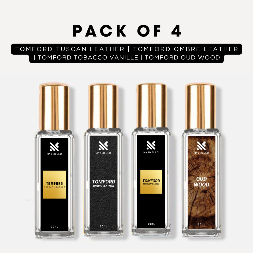 Pack of 4 for men: TF Tuscan leather, TF ombre leather, TF tabacco vanille, TF oud wood