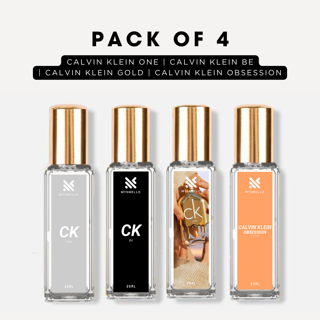 Pack of 4 for men: Calvin klein one, Calvin klein be, Calvin klein gold, Calvin klein obsession