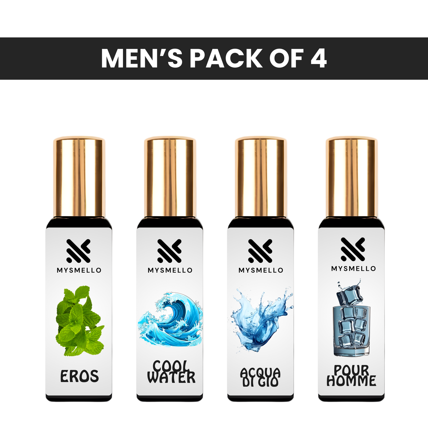 Pack of 4 for men: Vesace eros, Davidoff cool water, Acqua di gio aramni, Versace pour homme