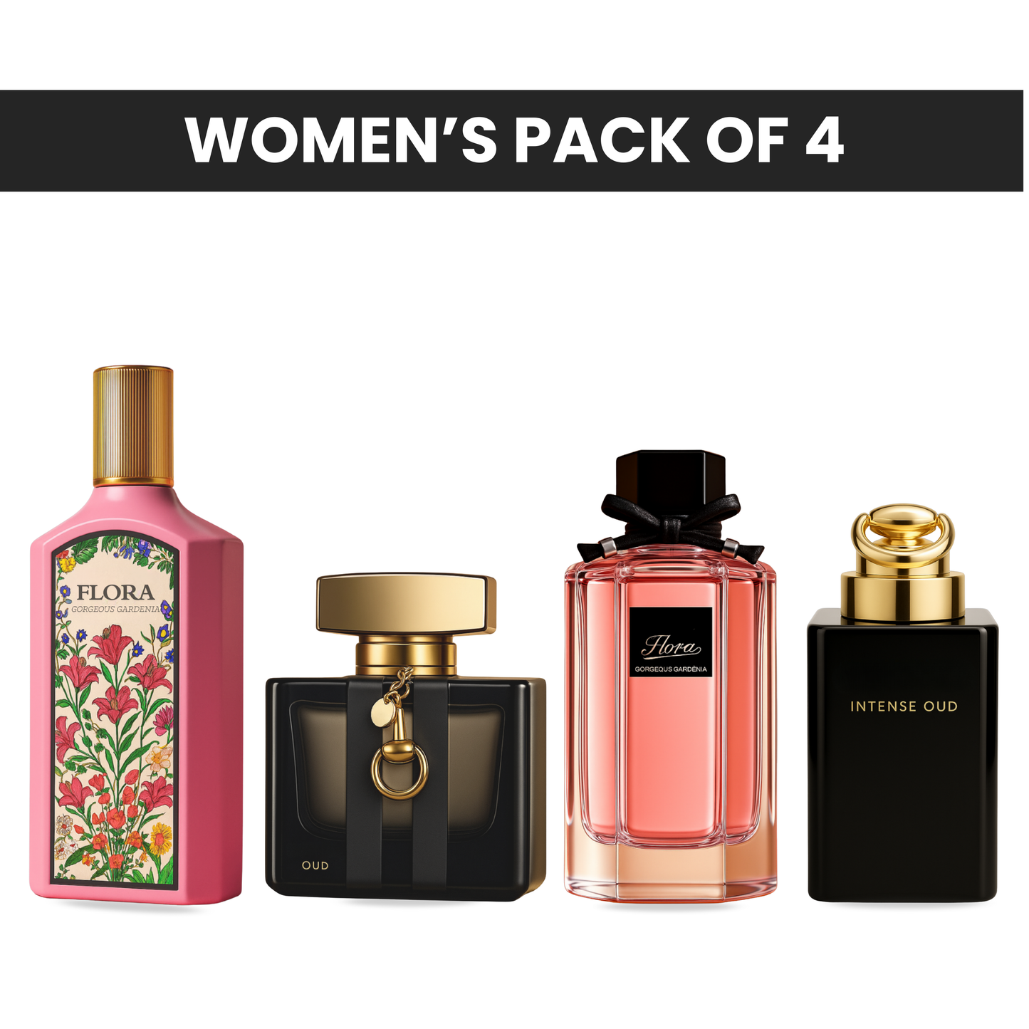 Pack of 4 - Gucci flora, Gucci oud, Gucci gardenia flora, Gucci intense oud
