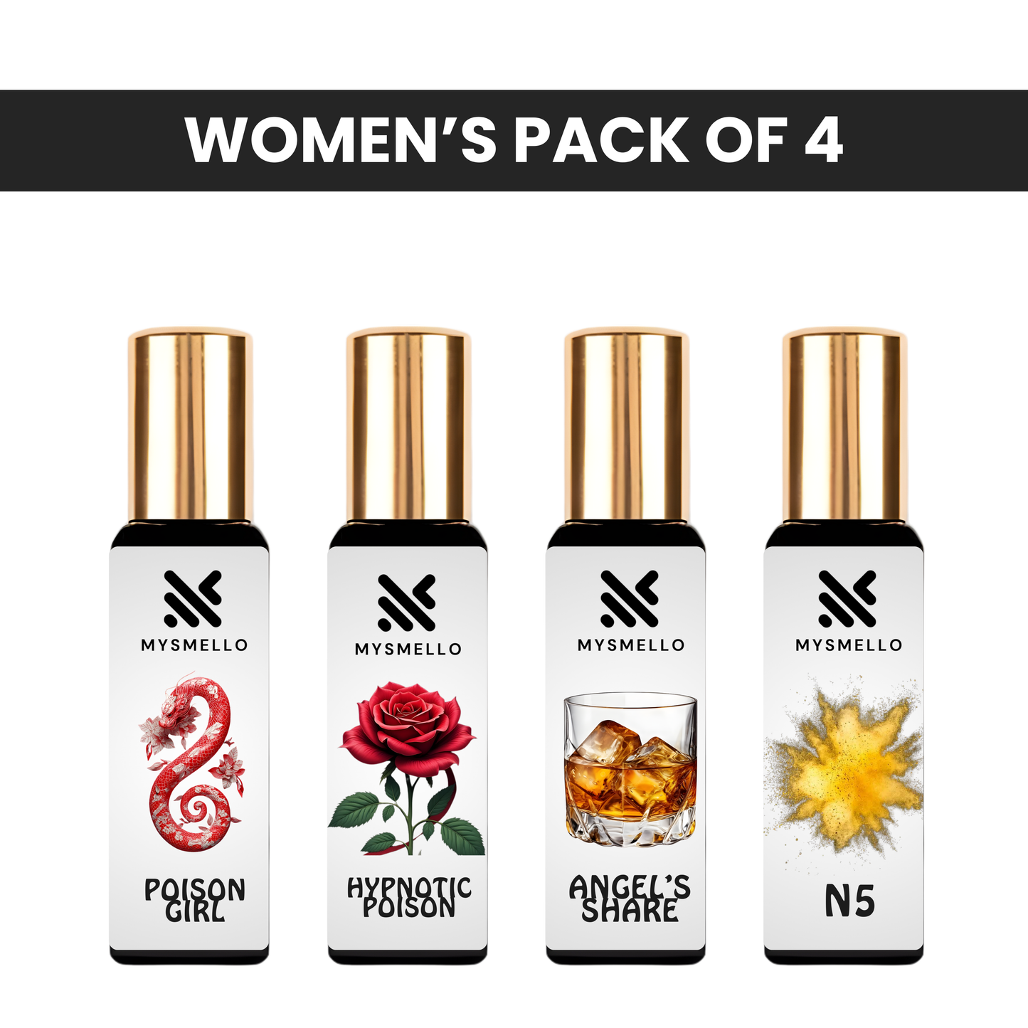 Pack of 4 for women:   perfect, Mysmello paris, Miss Mysmello cherie, Miss Mysmello blooming bouquet