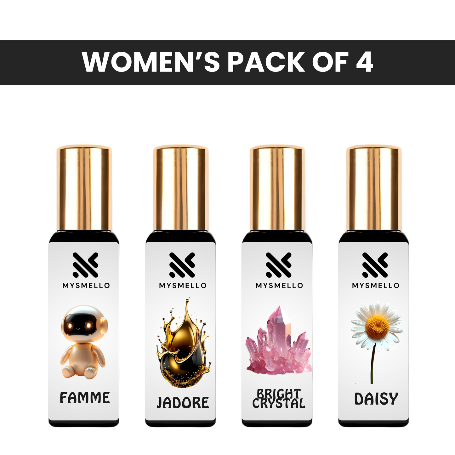 Pack of 4 - Paco rabanne fame, Dior jadore, Versace bright crystal, Marc jacobs daisy