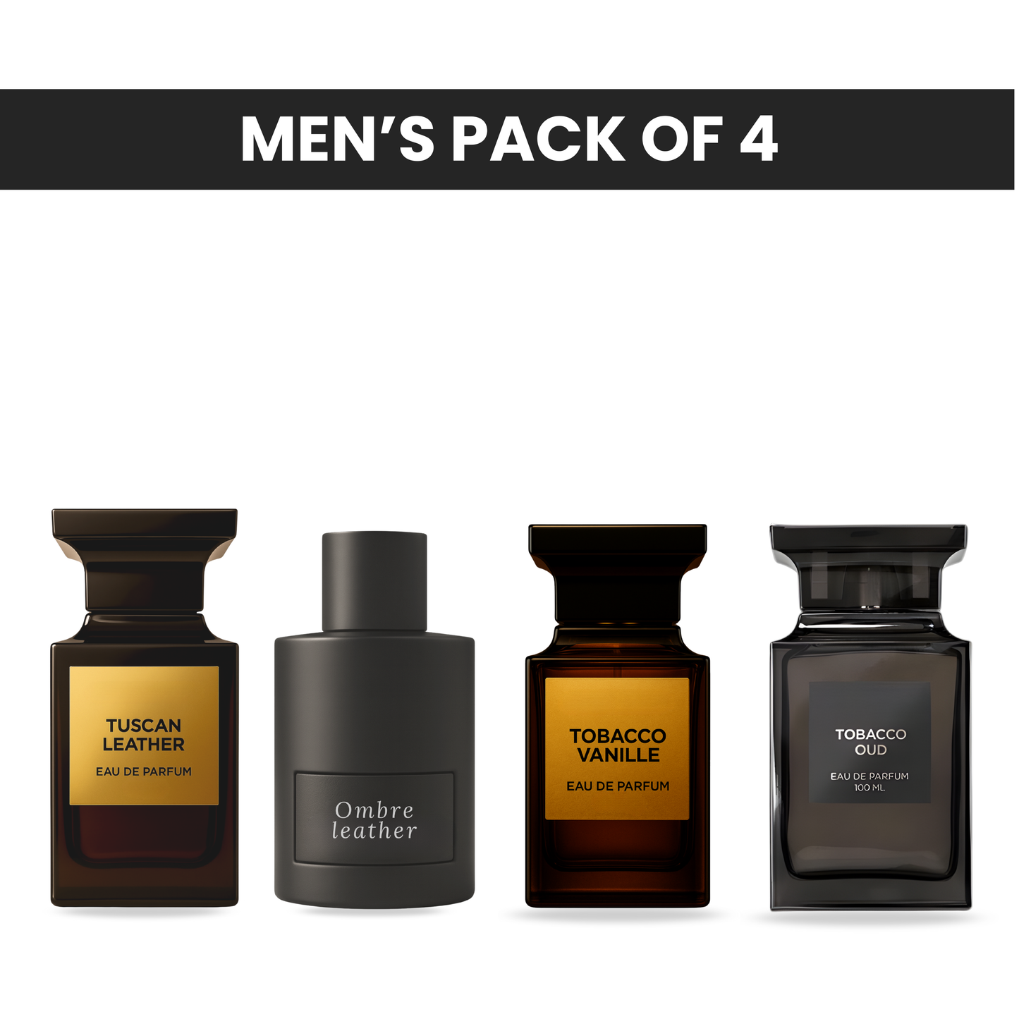 Pack of 4 for men: TF Tuscan leather, TF ombre leather, TF tabacco vanille, TF oud wood