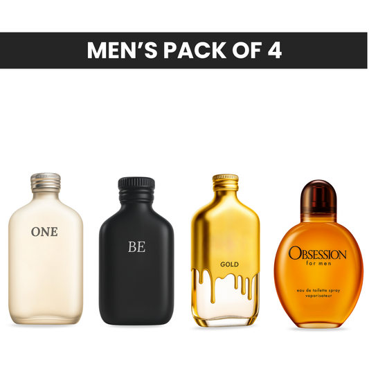 Pack of 4 for men: Calvin klein one, Calvin klein be, Calvin klein gold, Calvin klein obsession