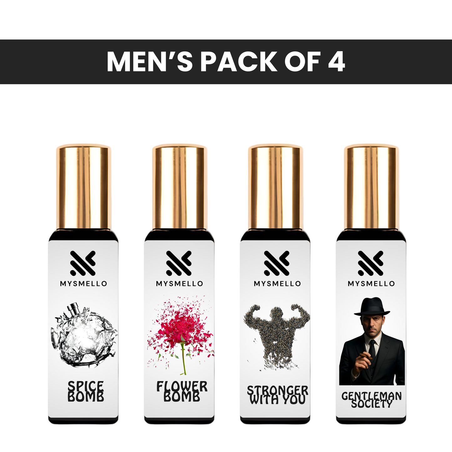 Pack of 4 - Viktor rolf spicebomb extreme, Viktor rolf flowerbomb, Armani stronger with you, Givenchy gentleman society