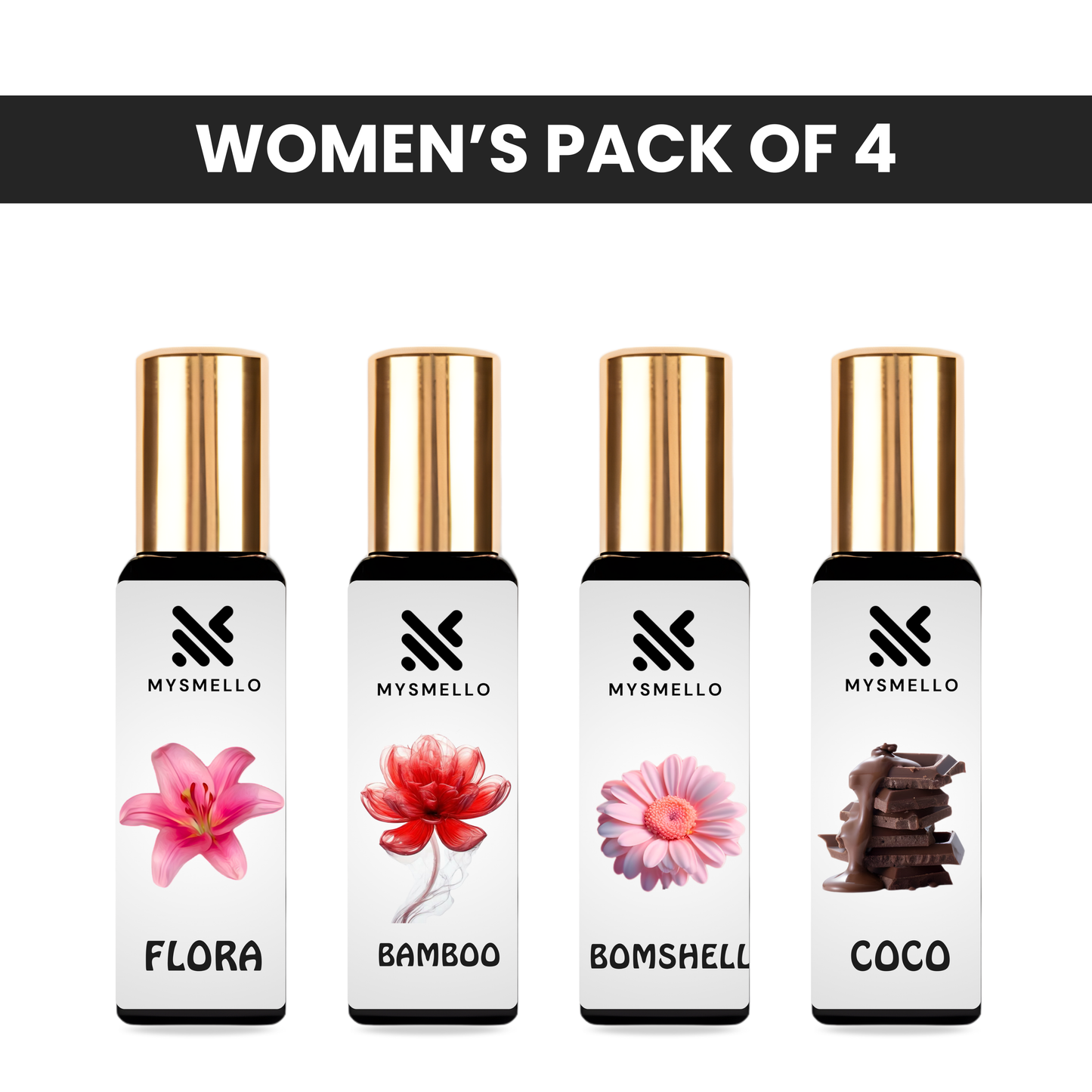 Pack of 4 for women: Gucci flora, VS bombshell, channele coco, Gucci Bamboo