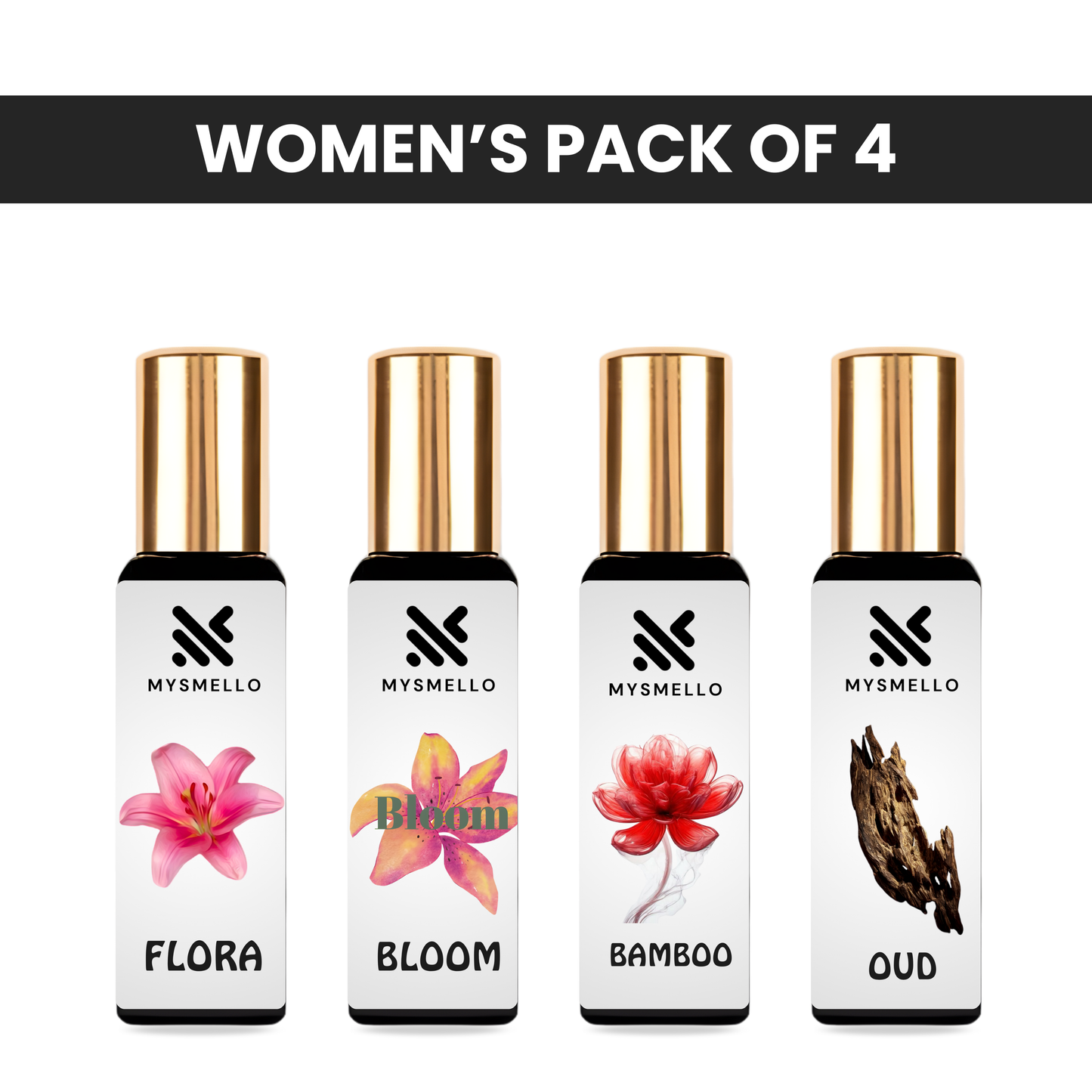 Pack of 4 for women: Gucci flora, Gucci bloom, Gucci Bamboo, Gucci Oud