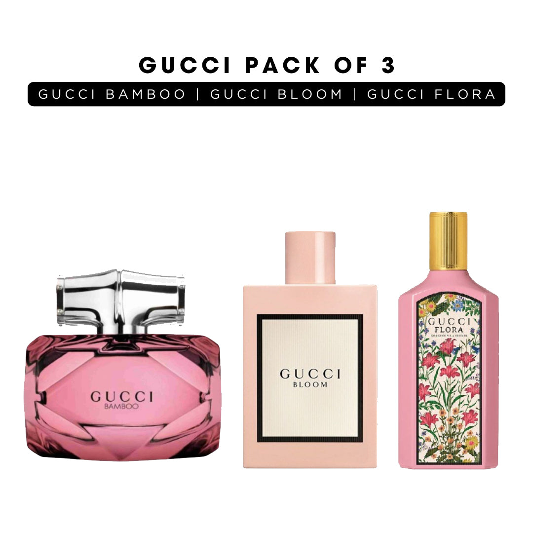 Gucci pack of 3: Gucci Bamboo, Gucci Bloom, Gucci Flora