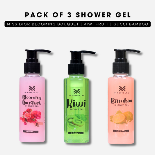 Pack of 3 Shower gel Miss dior blooming bouquet, Kiwi fruit, Gucci bamboo