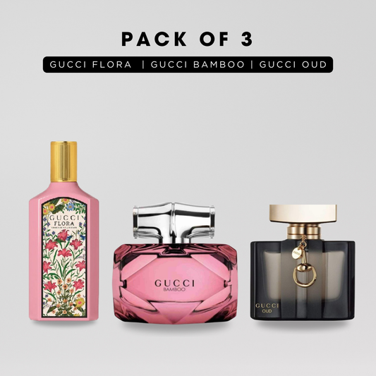 Pack of 3: Gucci flora, Gucci bamboo, Gucci oud