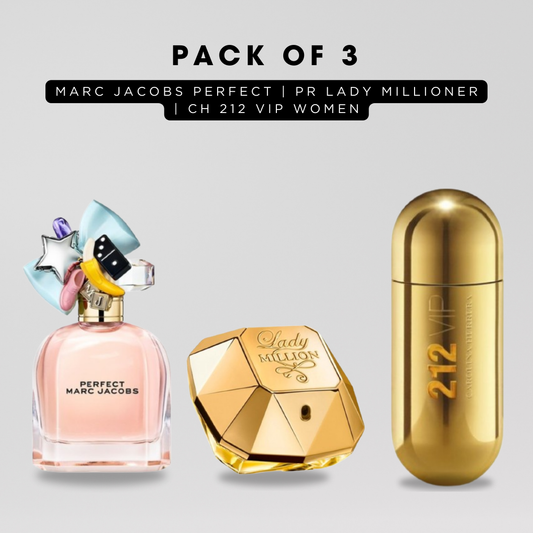 Pack of 3: Marc jacobs perfect, PR lady millioner, CH 212 vip women