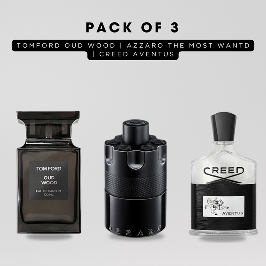 Pack of 3: Tomford oud wood, Azzaro the most wanted, Creed aventus