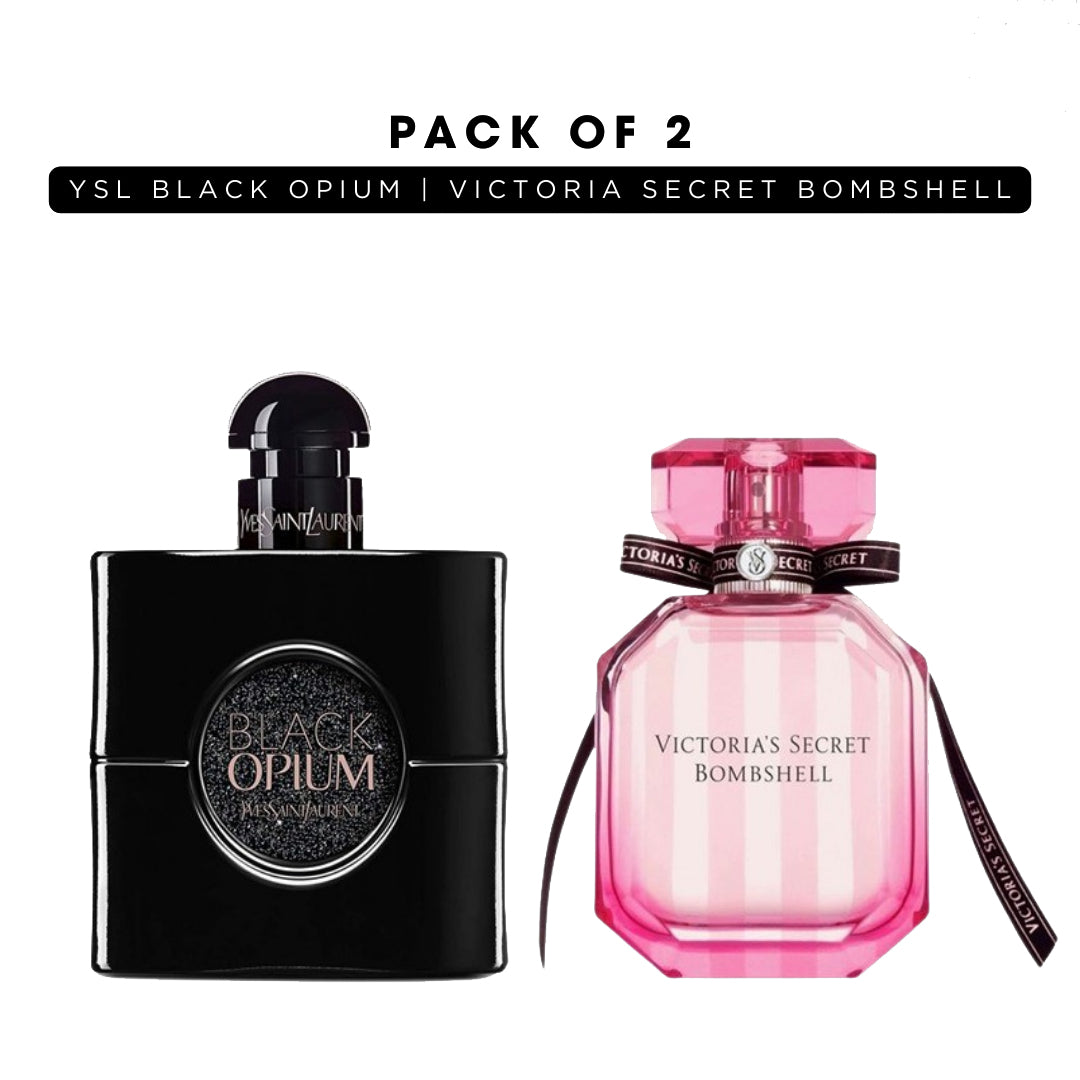 Pack of 2 for women: YSL black opium, Victoria secret bombshell